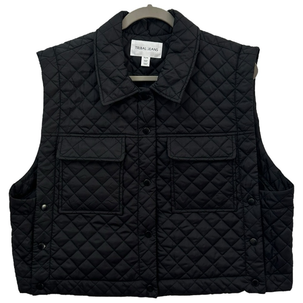 Tribal Jeans NWT Women’s Black Quilted Snap Down‎ Vest  Sz XL